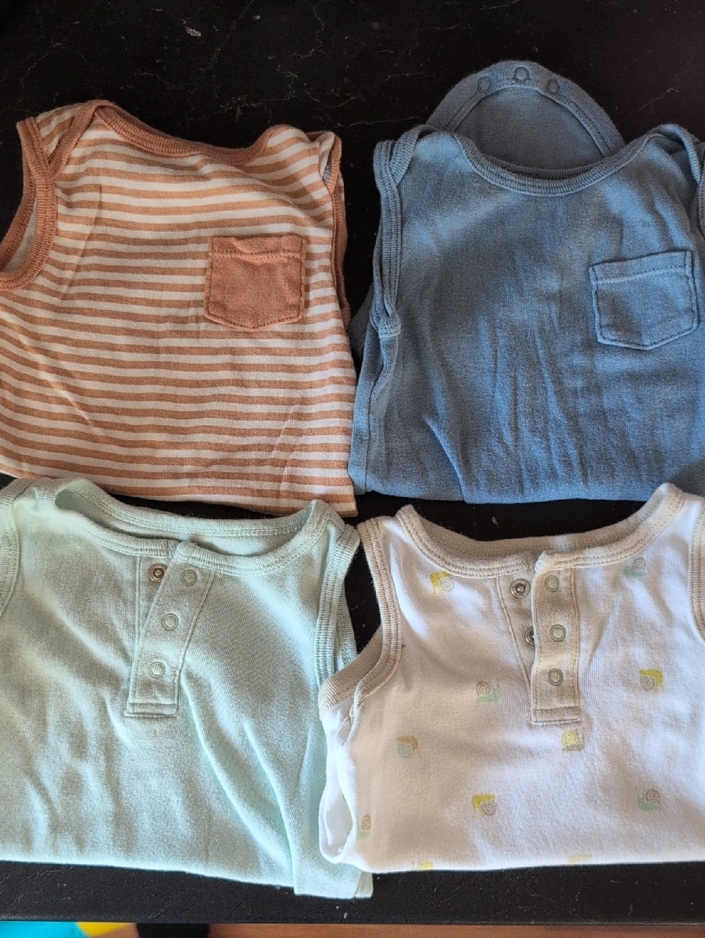 Baby Tank & Onesie Set — Blue,Tan stripe, Mint, White